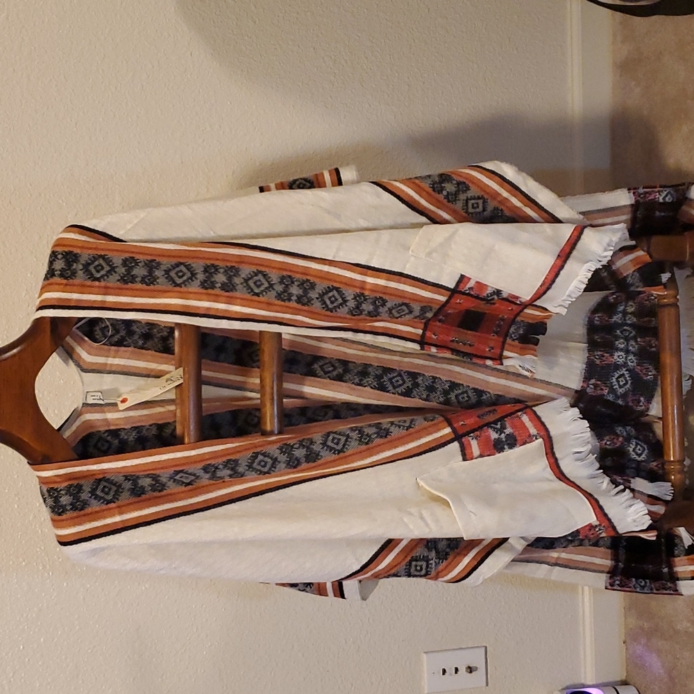 QUAGGA Autumn Plaid Ruana Southwestern Shawl w/ Pockets